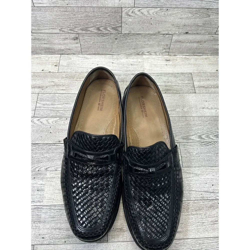 Florsheim 12073‎ Jareth Black Woven Dress Shoes Loafers Men's US 9D